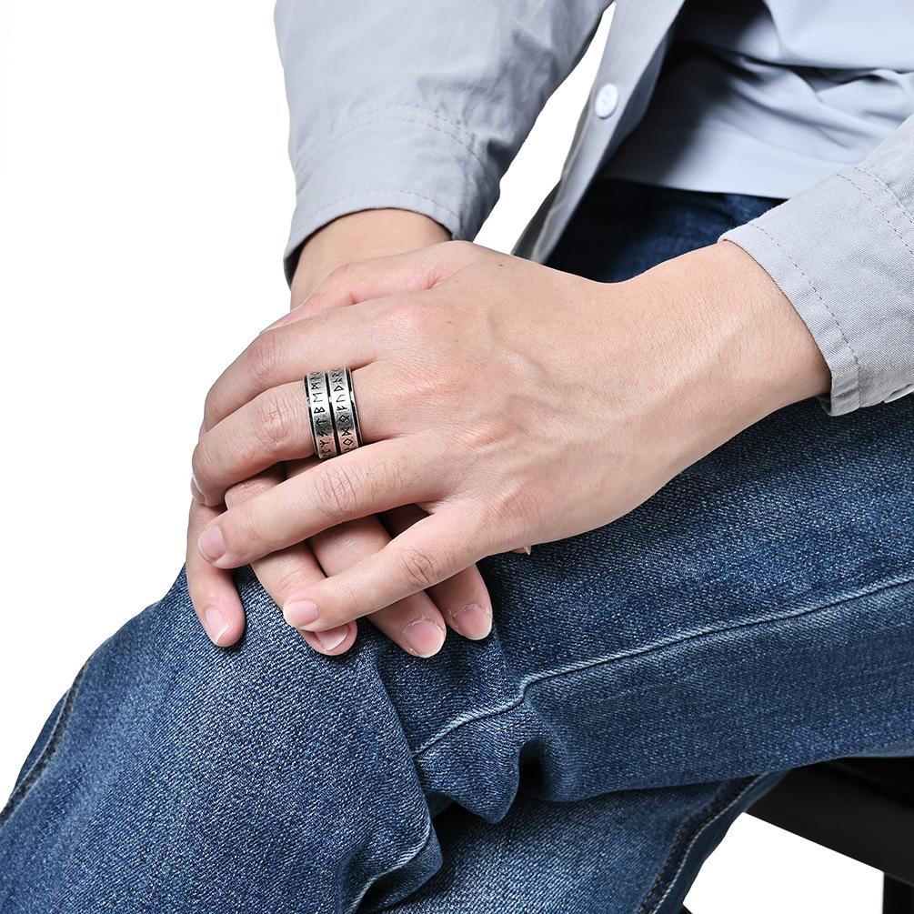 Men's Double Layer Viking Stainless Steel Spinner Ring