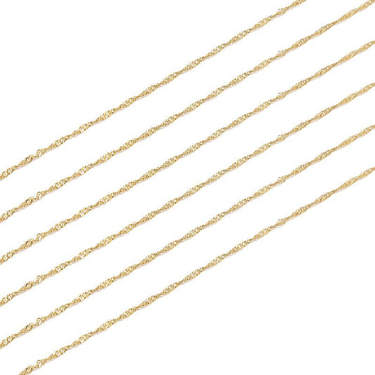 18K Gold PVD 2mm Stainless Steel Singapore Chain 16' Spool 5 Meter