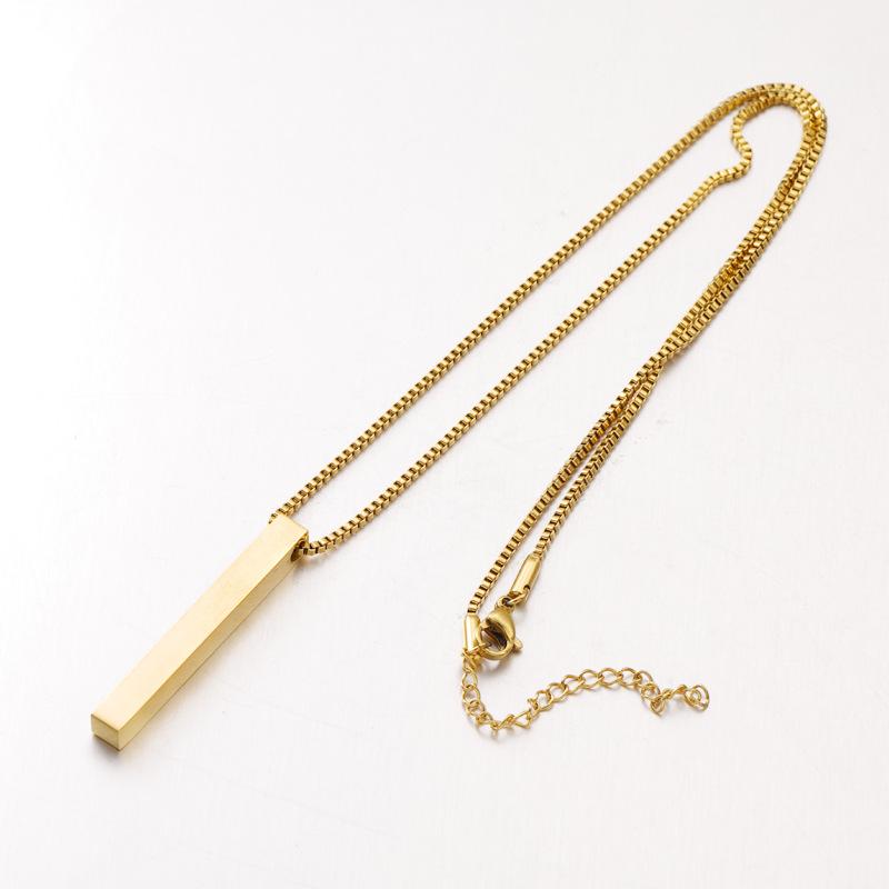 Stainless Steel Rectangular Bar Box Chain Blank Necklace