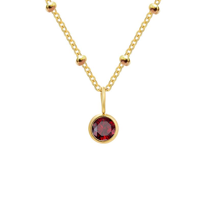 Stainless Steel Ball Chain Birthstone Necklace