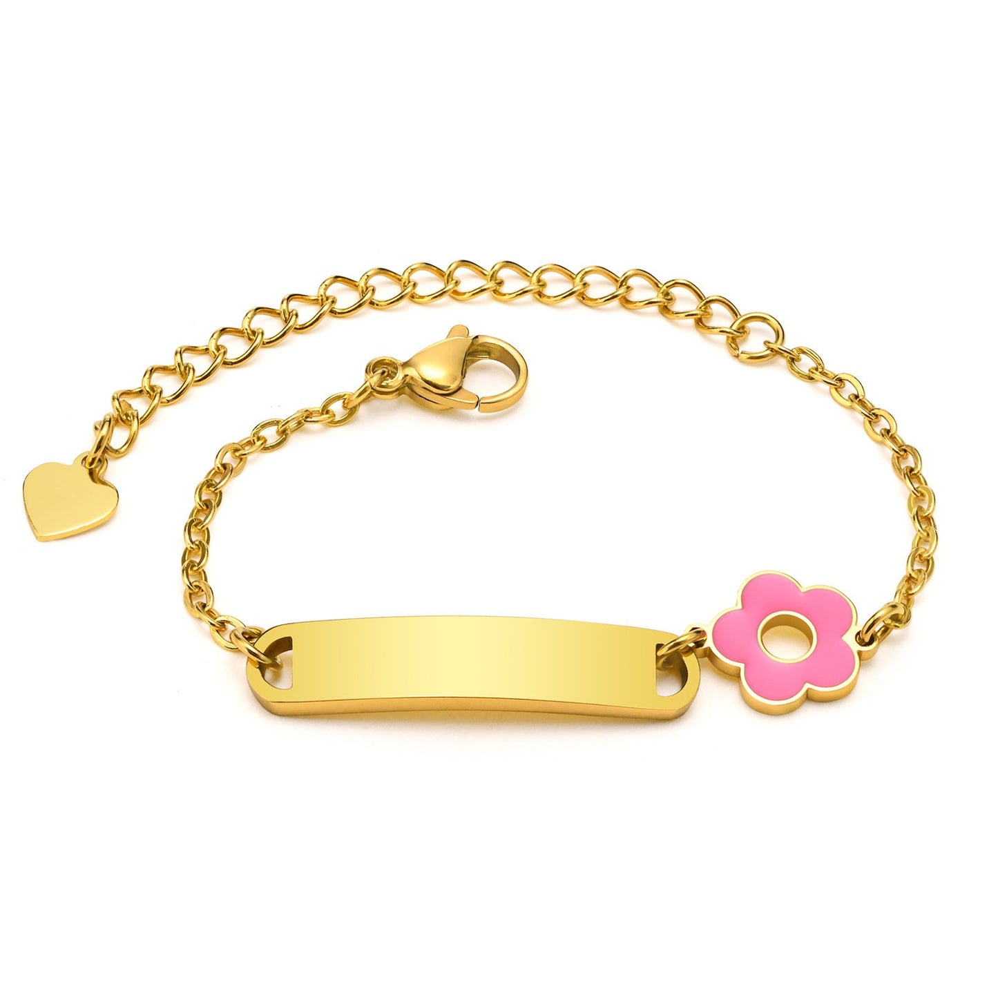 Women and Baby Pink Flower Charm Blank Bracelet