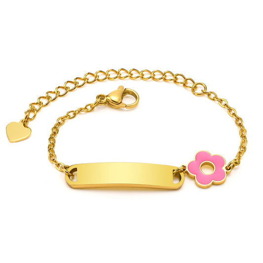 Women and Baby Pink Flower Charm Blank Bracelet