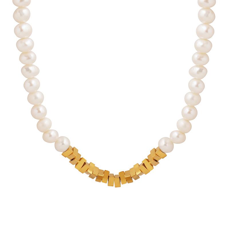 Triangle Pendant Stitching Freshwater Pearl Necklace