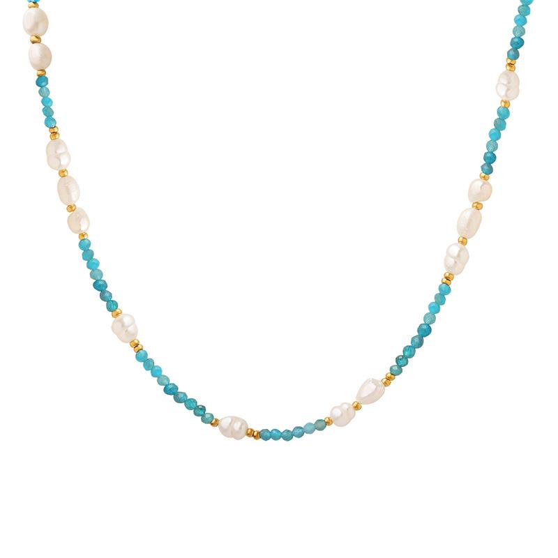 Freshwater Pearl Blue Natural Stone Handmade Necklaces