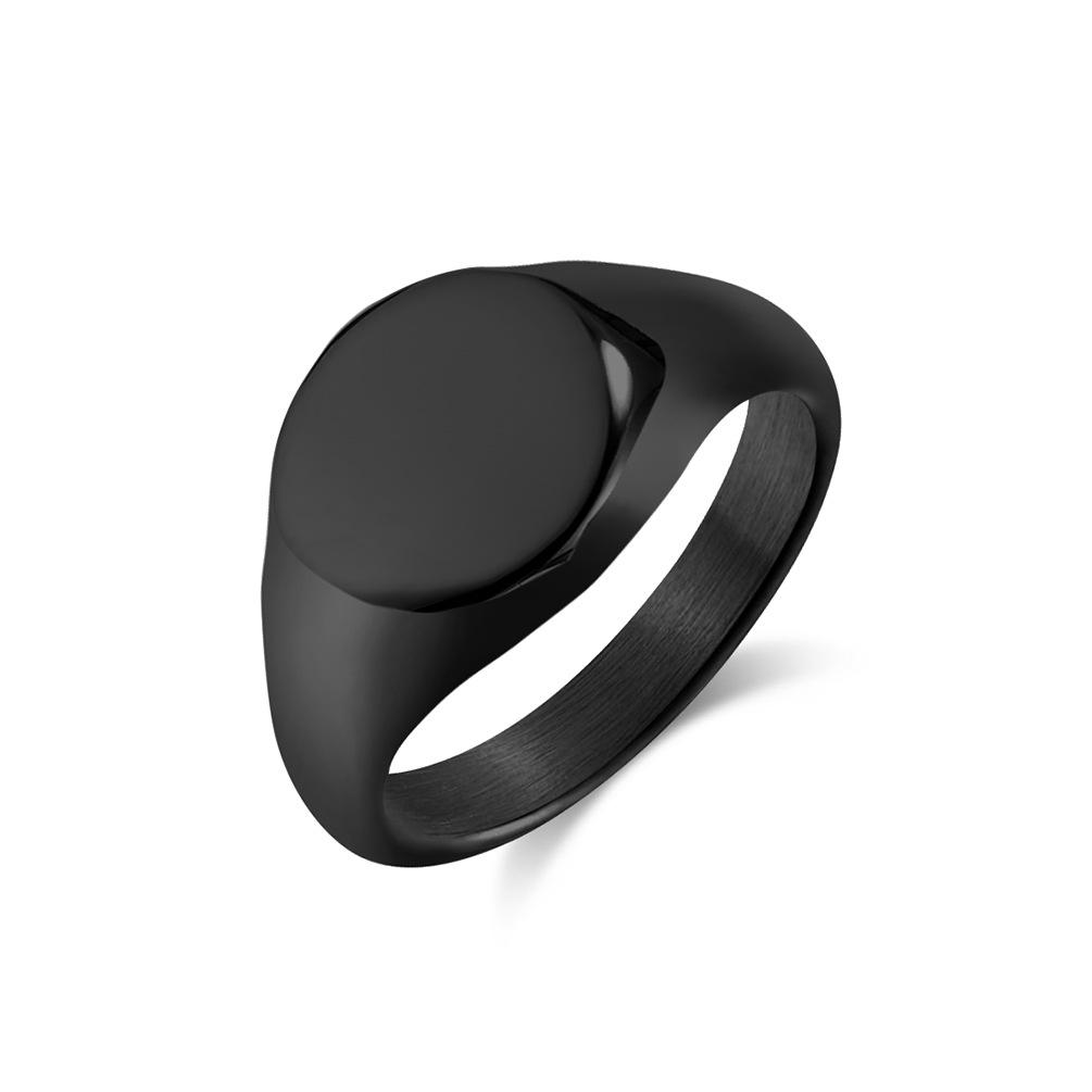 Polished Round Seal Stainless Steel Women's Ring