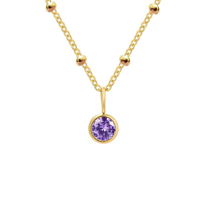 Stainless Steel Ball Chain Birthstone Necklace
