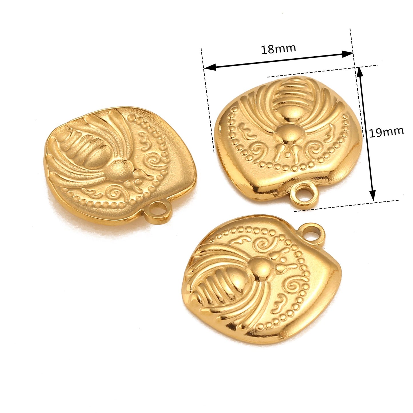 Stainless Steel Irregular Round Bee Pendant