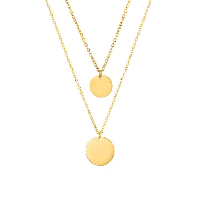 Double Round Plate Blank Necklace