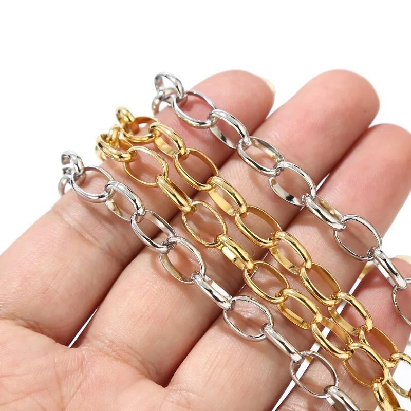 7mm Stainless Steel Oval Cable Chain - By the Meter