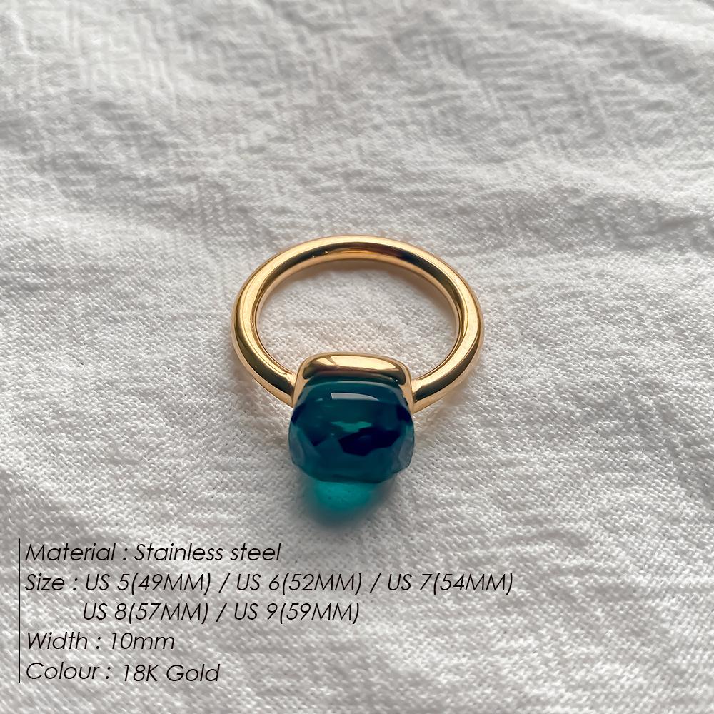 Stainless Steel Irregular Square Birthstone Ring