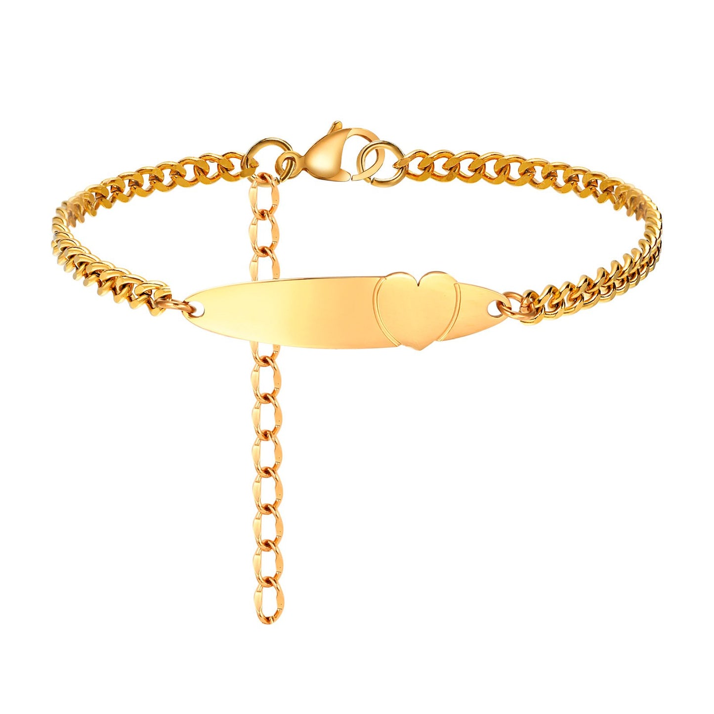 Stainless Steel Curved Heart Engravable Bracelet