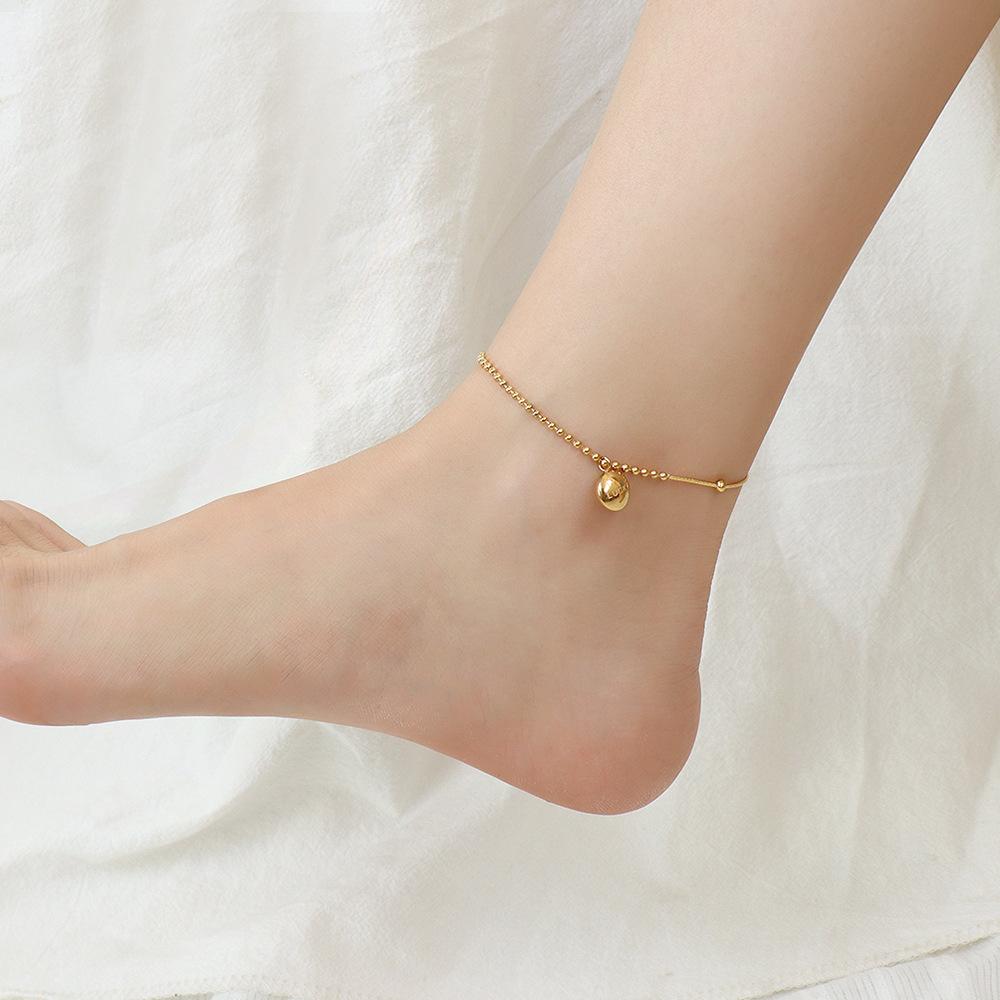 Bead Stitched Snake Chain Stainless Steel Anklet