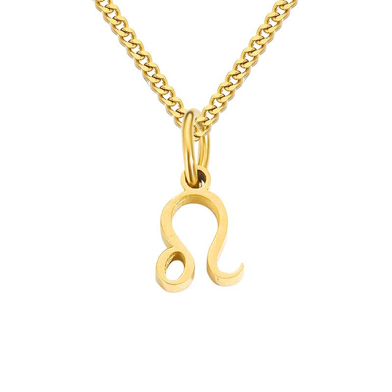 Stainless Steel Curb Chain Zodiac Necklace
