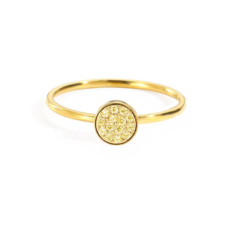 Stainless Steel Round Inlay Birthstone Ring