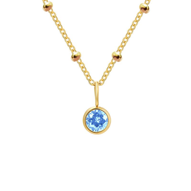 Stainless Steel Ball Chain Birthstone Necklace