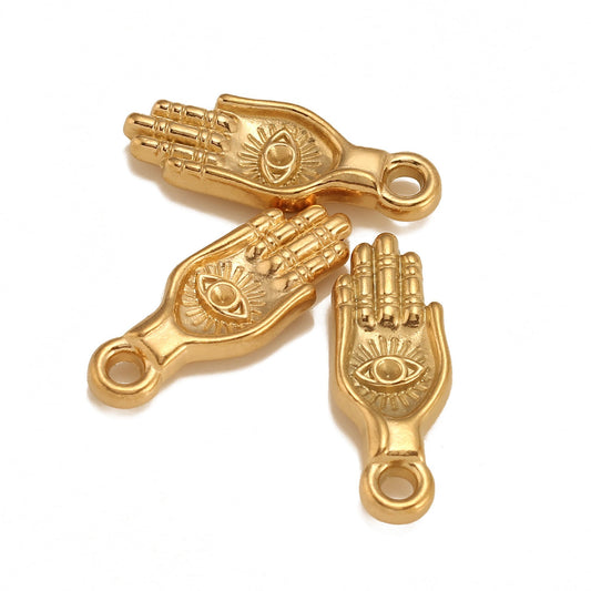 18K Gold PVD Devil's Eye Palm Stainless Steel Pendant