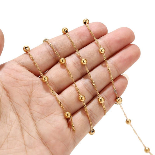 Stainless Steel Ball Link Chain - By the Meter