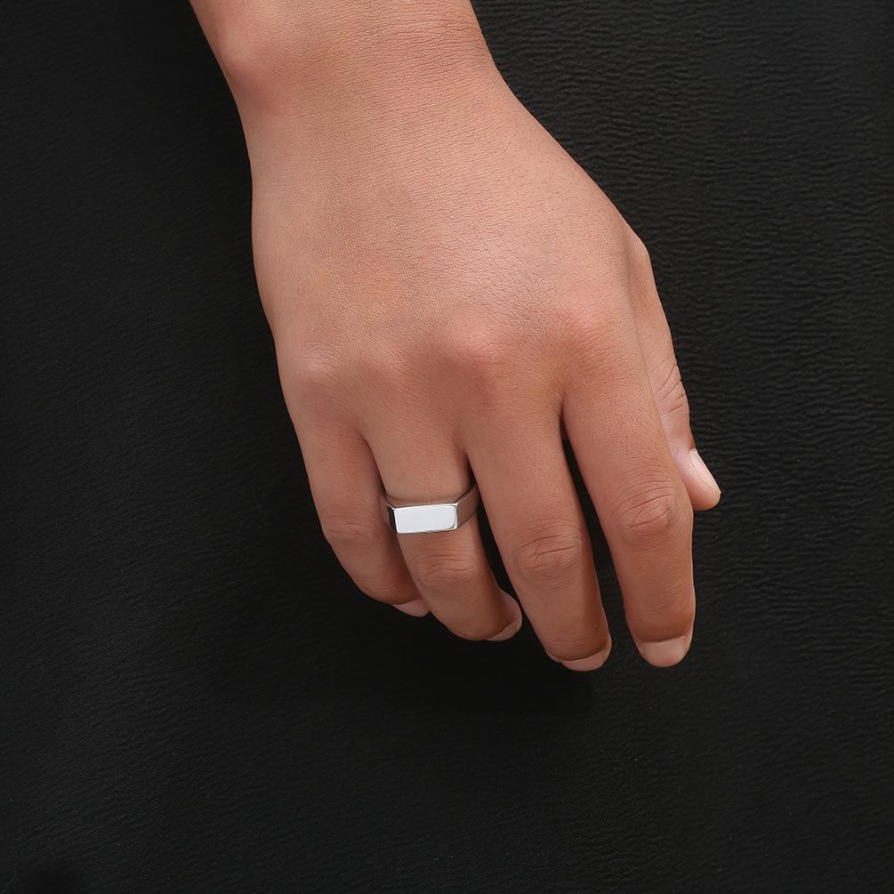 Rectangular Polished Stainless Steel Signet Ring