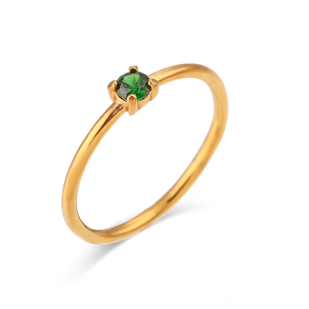 18K Gold PVD Stainless Steel Prong Set Birthstone Ring