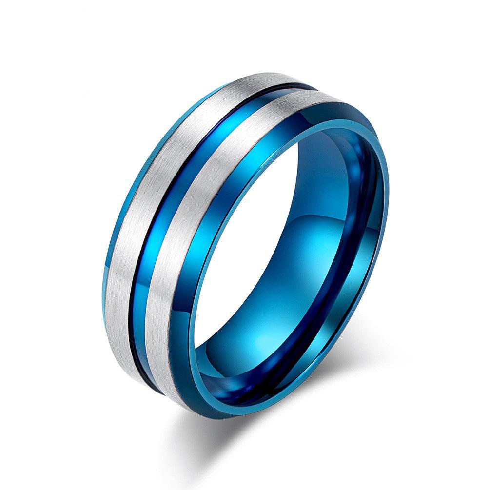 Brushed Double Line Men's Stainless Steel Ring