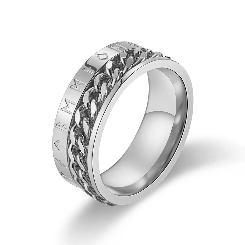 Stainless Steel Chain Viking Men's Spinner Ring