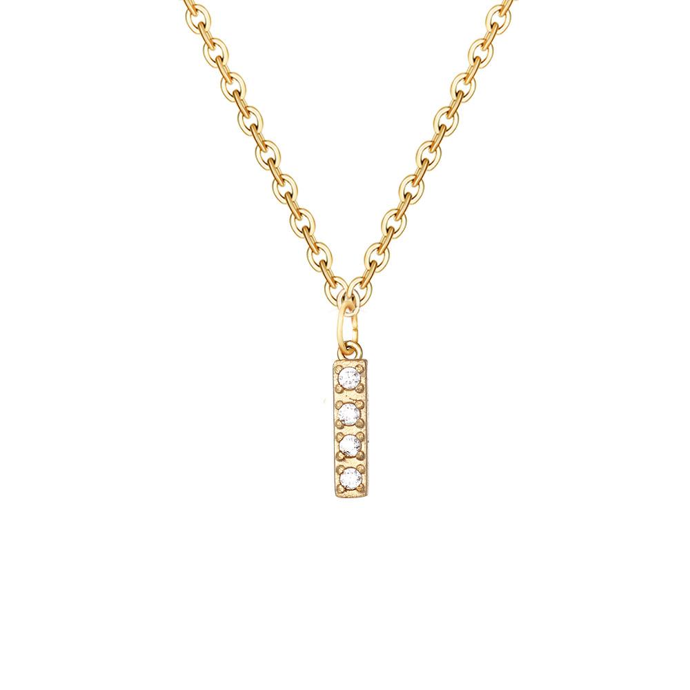 Letter Inlay Cubic Zirconia Pendant Necklace