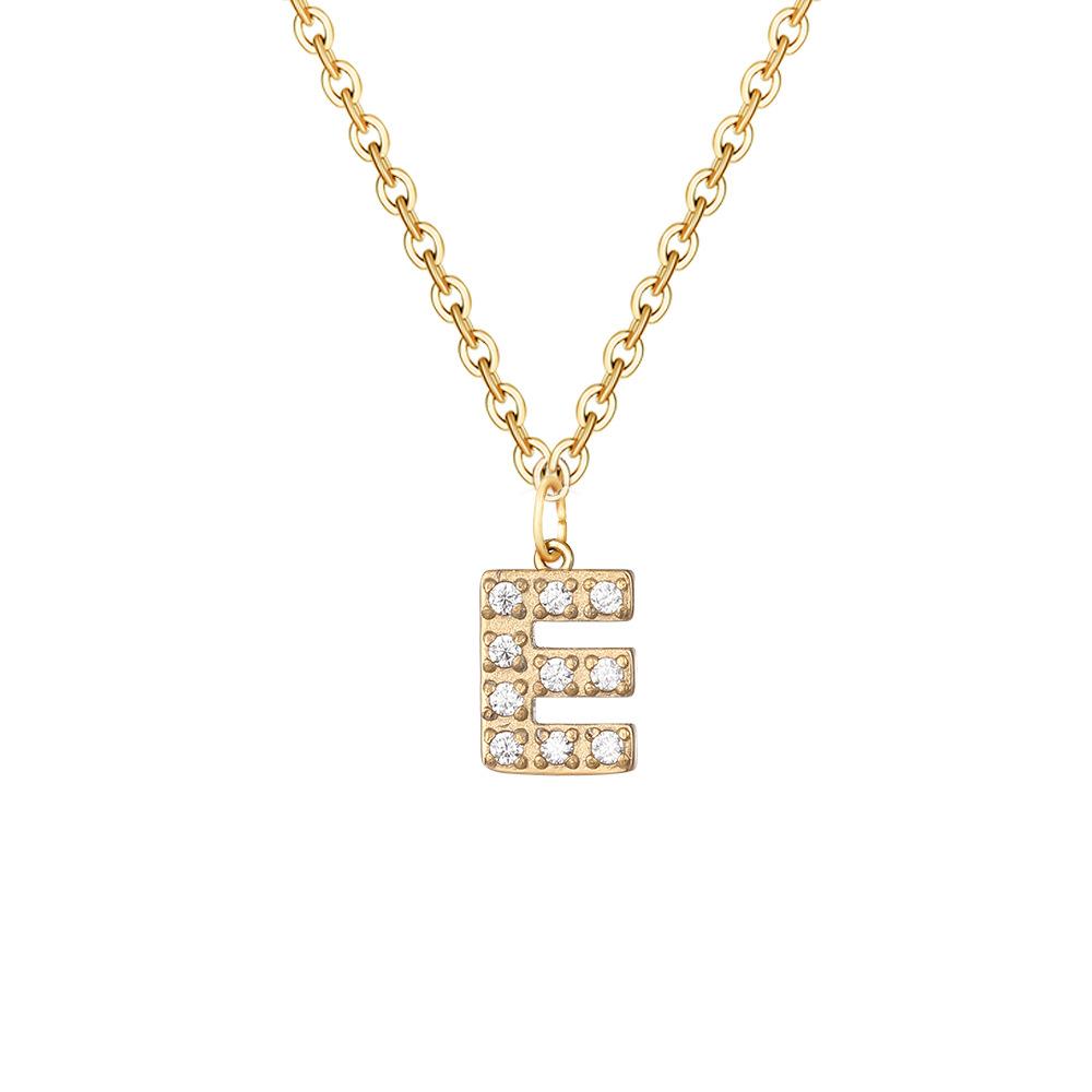 Letter Inlay Cubic Zirconia Pendant Necklace