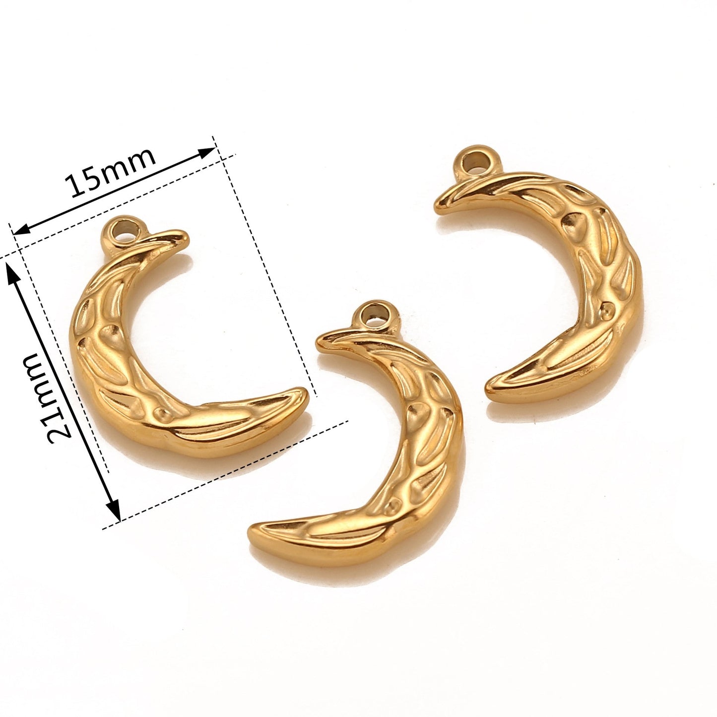 Stainless Steel Irregular Texture Moon Pendant