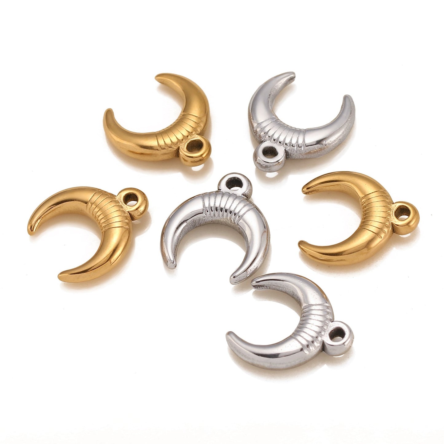 18K Gold PVD Stainless Steel Moon Pendant