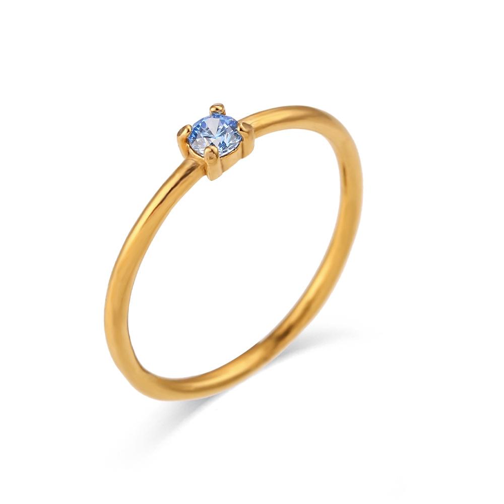 18K Gold PVD Stainless Steel Prong Set Birthstone Ring