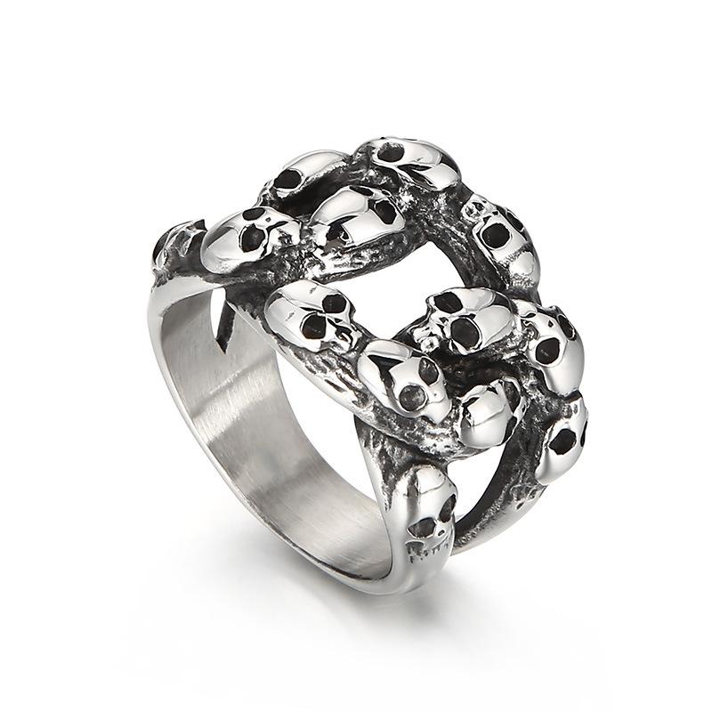 Stainless Steel Vintage Distressed Skull Ring