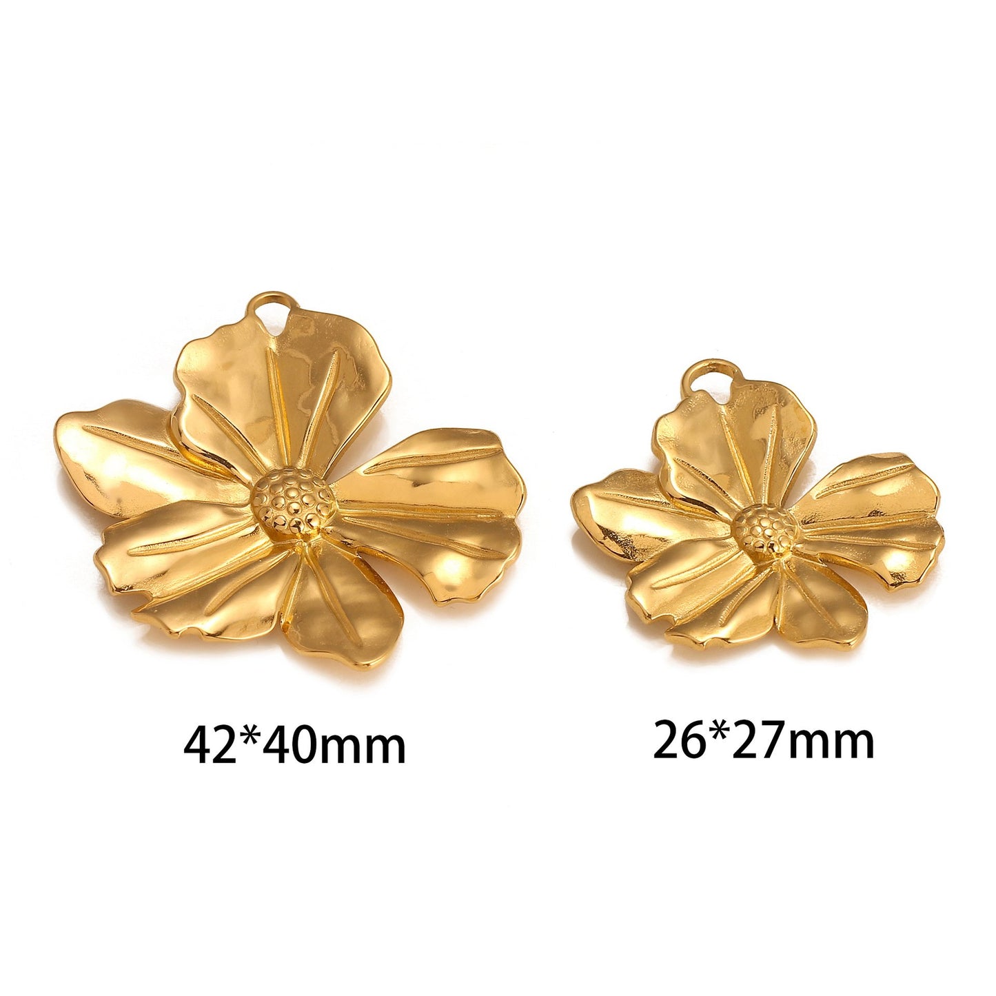 Pendentif en acier inoxydable à motif de fleur irrégulière