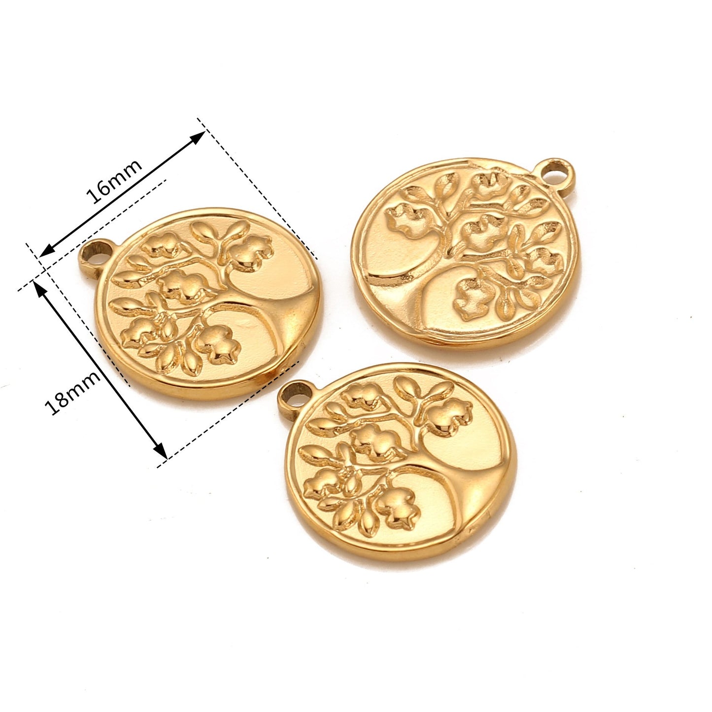 Stainless Steel Tree Pattern Round Pendant