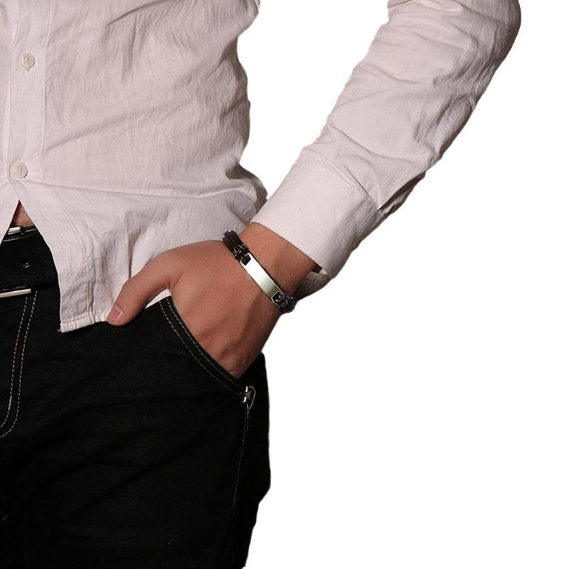 Stainless Steel Rope Leather Blank Bracelet
