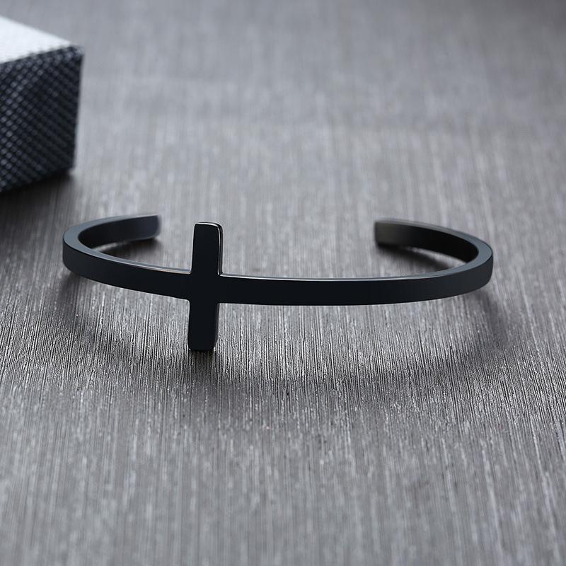 Stainless Steel Cross Blank Cuff Bracelets
