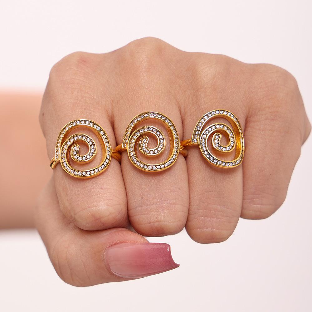 Bague manchette spirale en acier inoxydable et oxyde de zirconium
