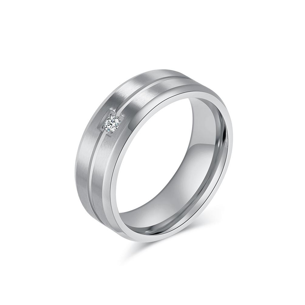 Center Fluted CZ Stainless Steel Blank Ring