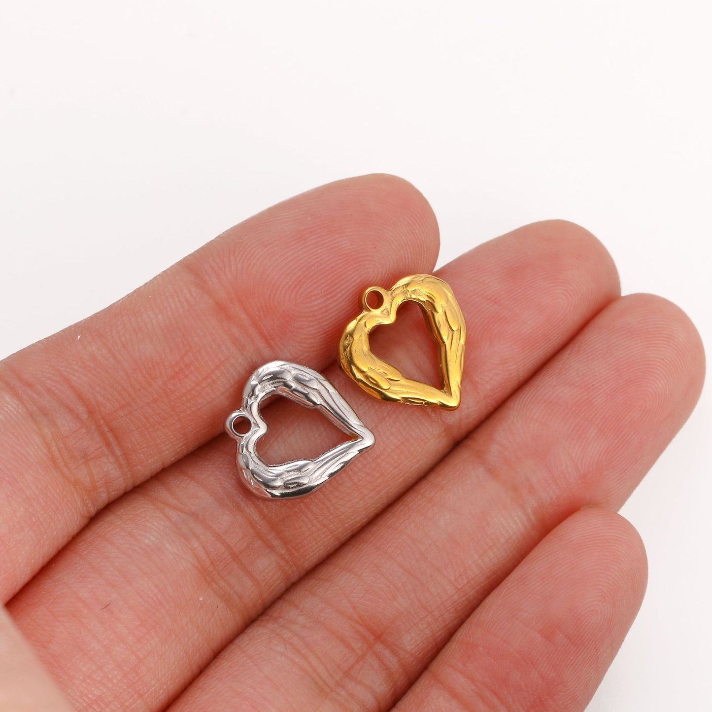 Stainless Steel Heart-Shaped Wing Pendant