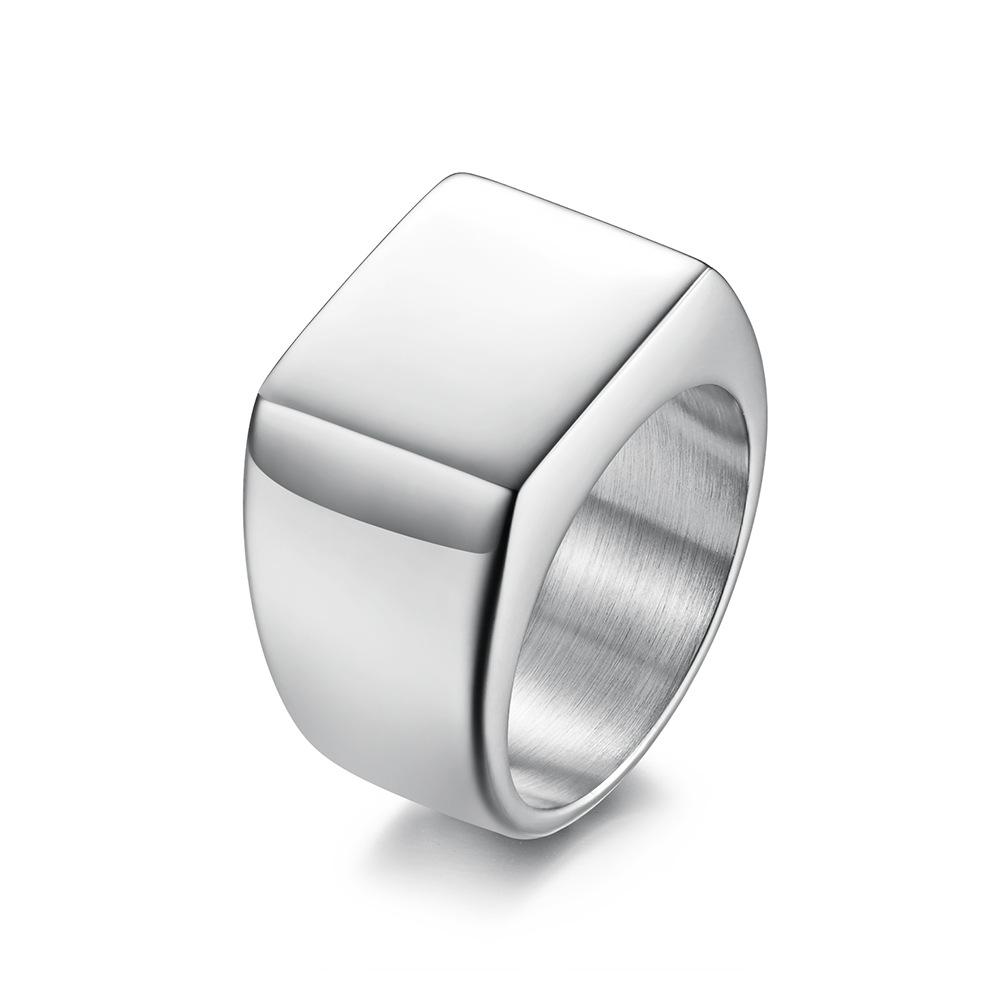 Stainless Steel Polished Signet Blank Ring