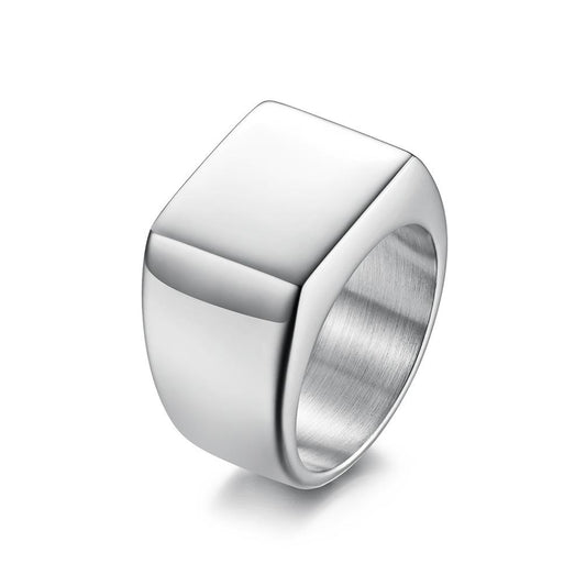 Stainless Steel Polished Signet Blank Ring