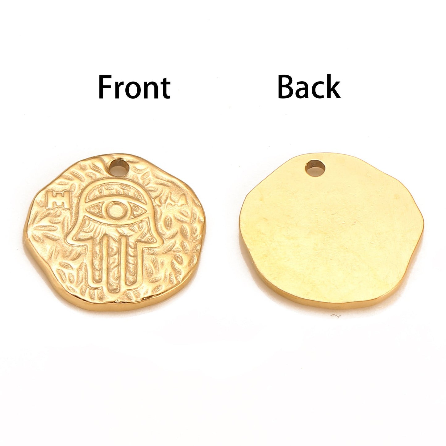 Pendentif rond irrégulier main de Fatima