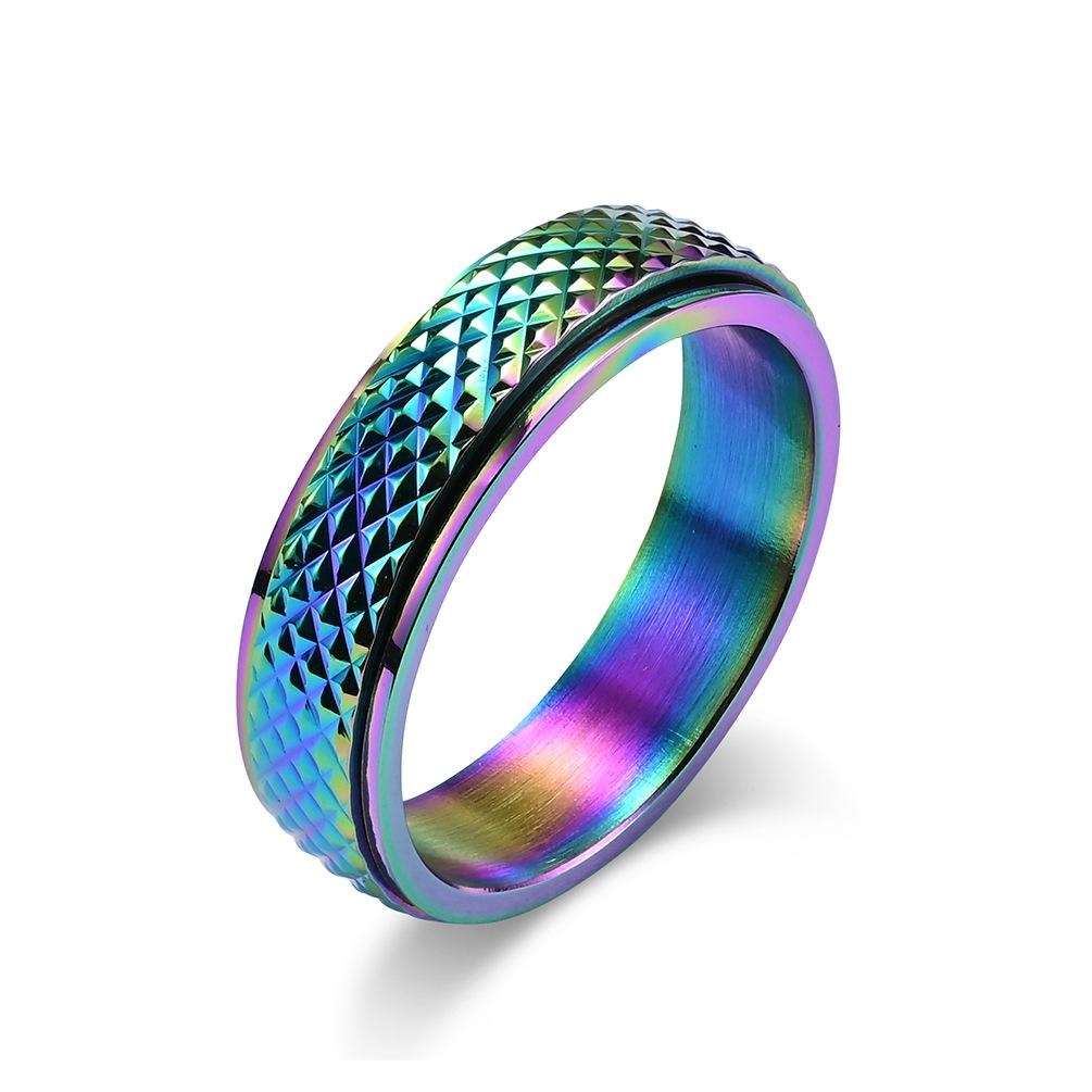 Stainless Steel Diamond Snakeskin Spinner Ring