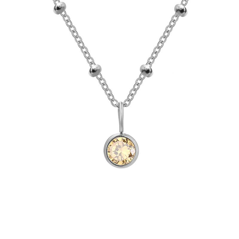 Stainless Steel Ball Chain Birthstone Necklace
