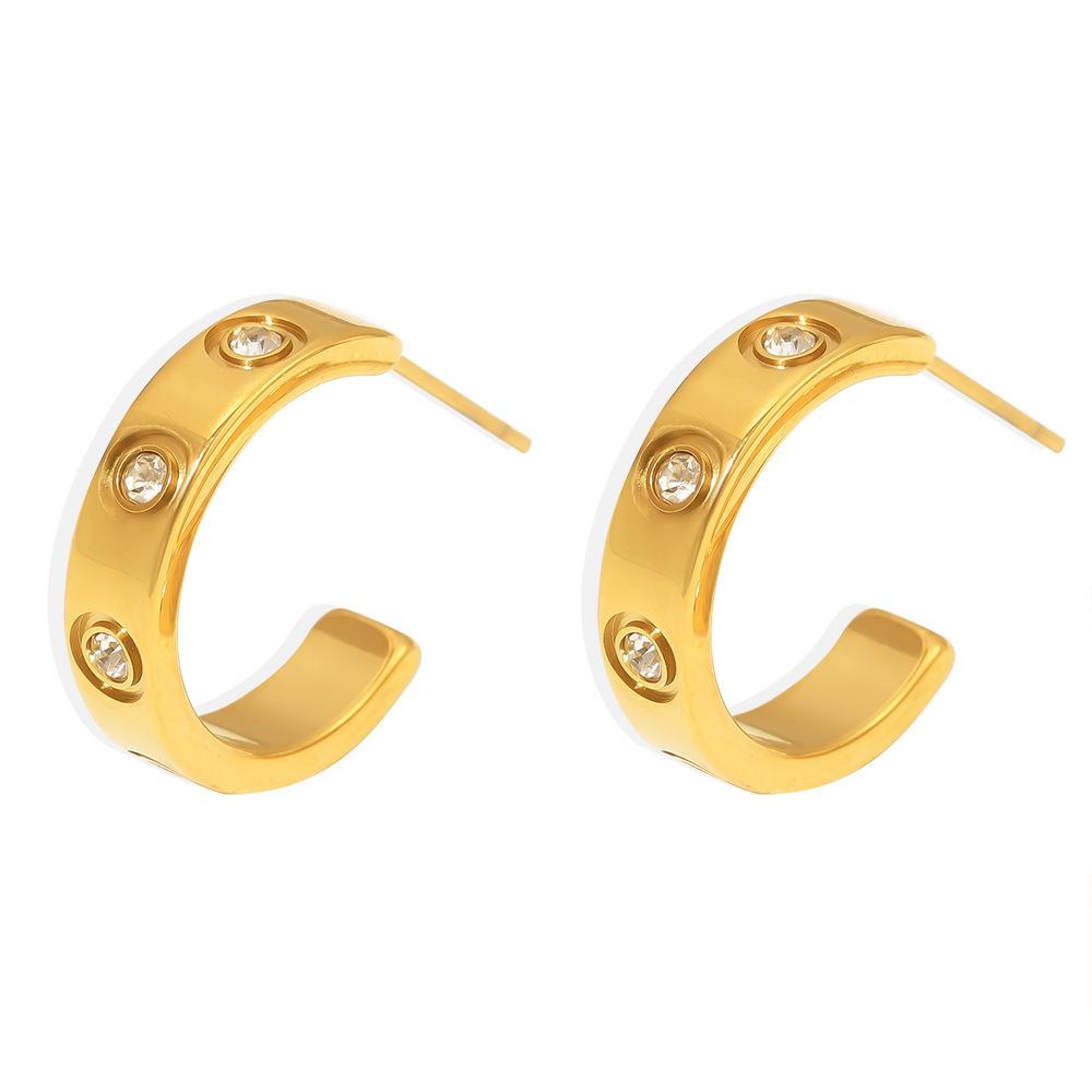 Stainless Steel Cubic Zirconia Hoop Earrings