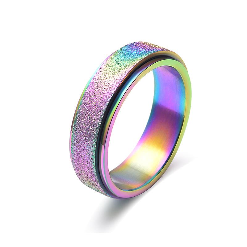 Stainless Steel Frosted Spinner Ring