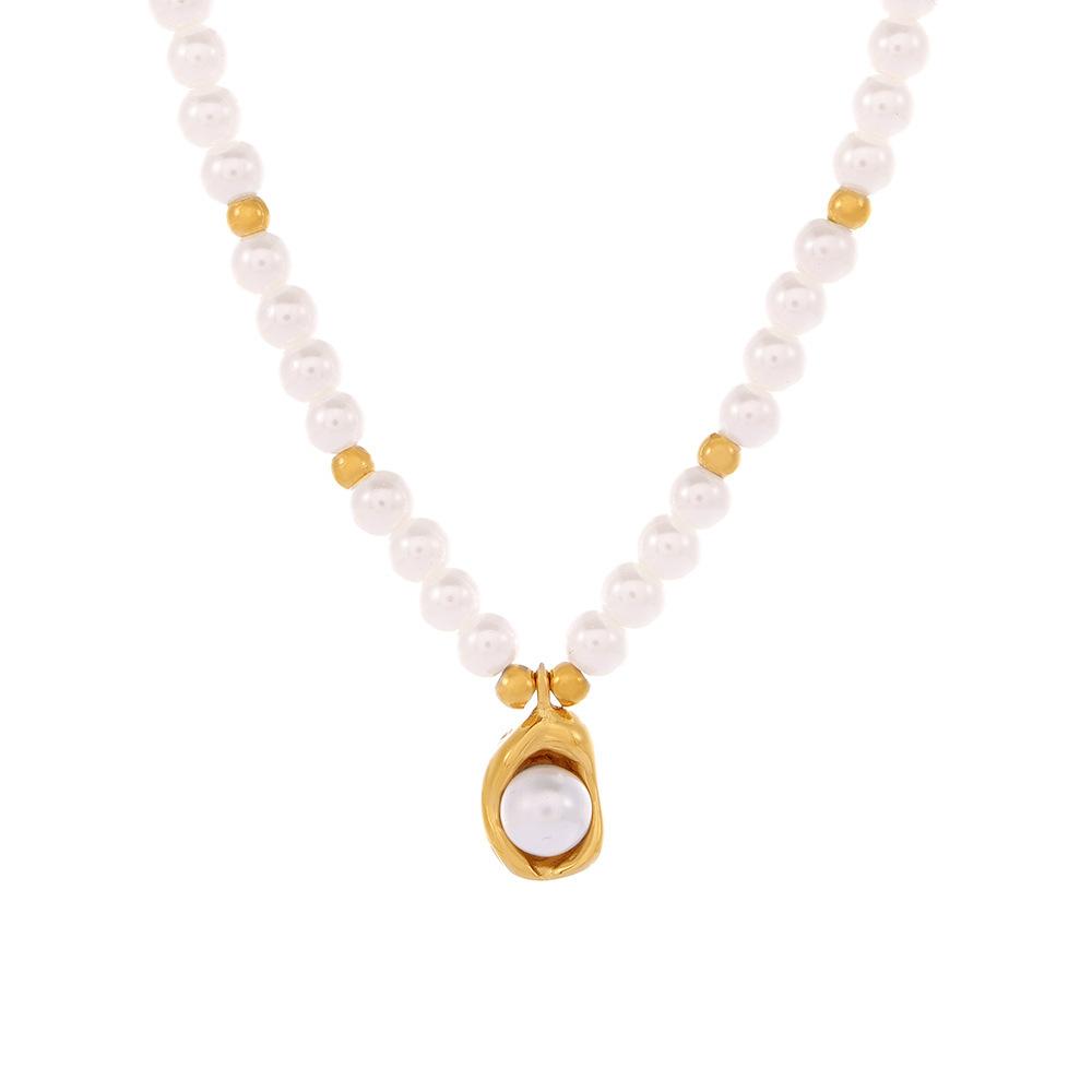18K Gold PVD Imitation Pearl Necklace