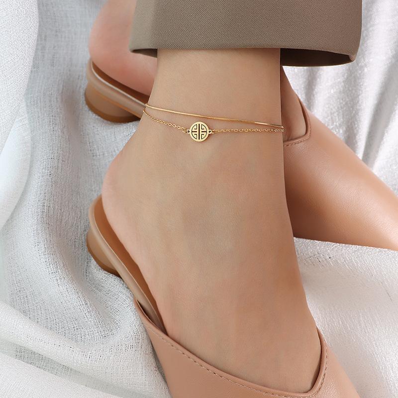 Chinese Style 18K Gold PVD Stainless Steel Anklet
