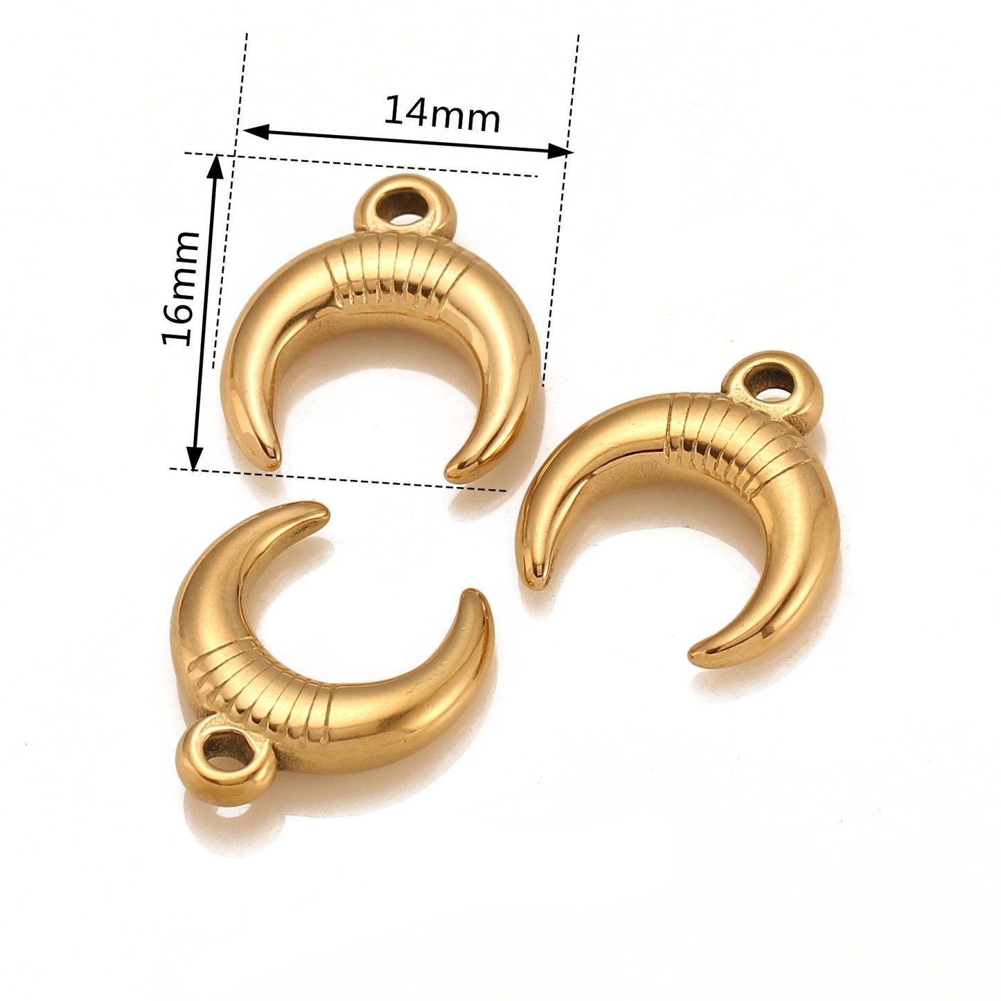 18K Gold PVD Stainless Steel Moon Pendant