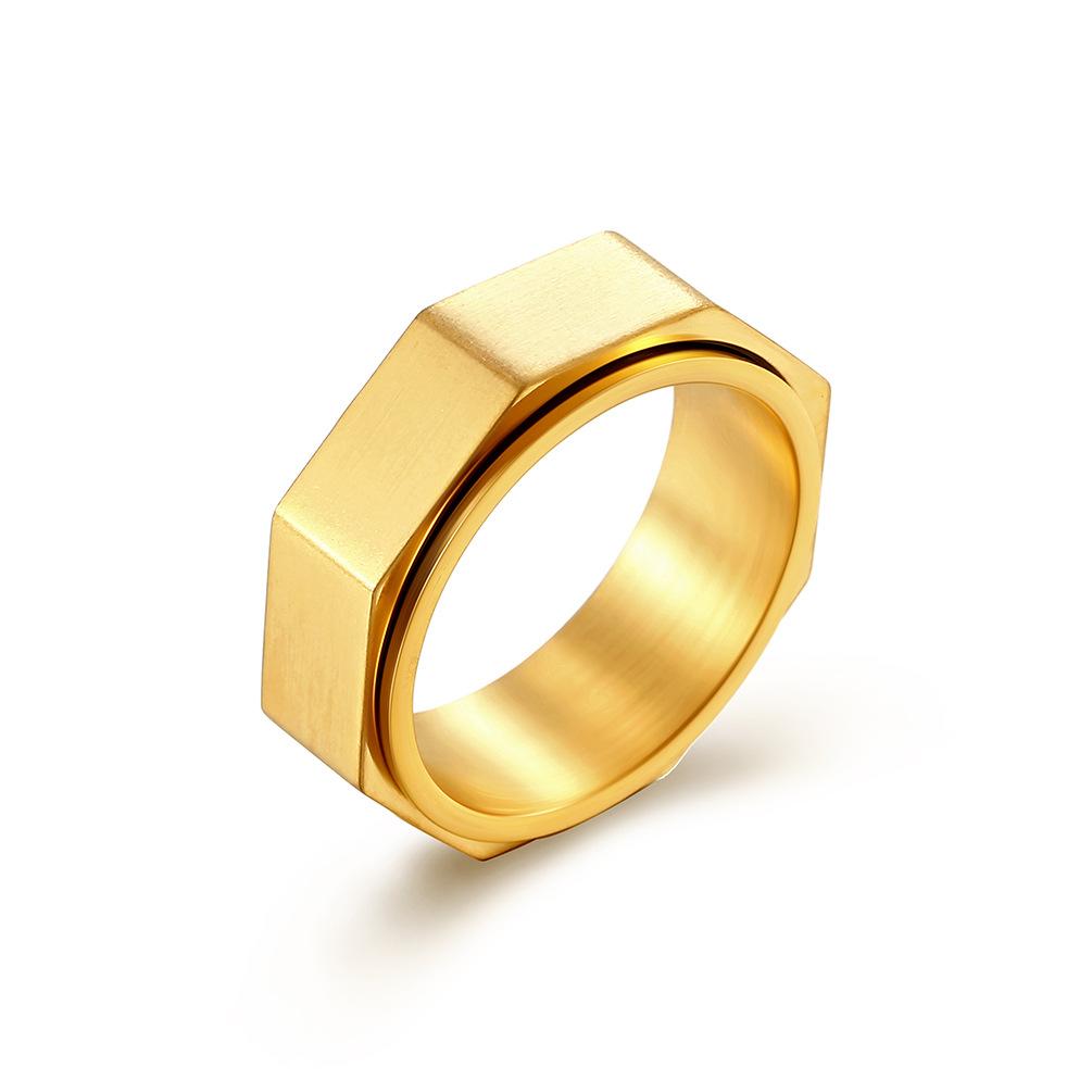 Octagonal Polished Stainless Steel Spinner Ring