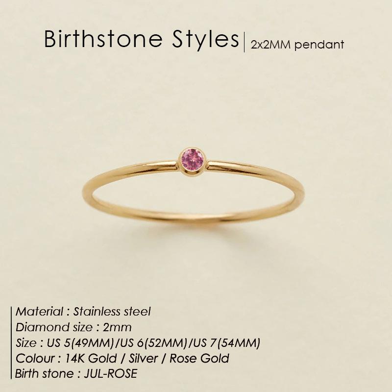 Stainless Steel Birthstone Classic Stacking Ring
